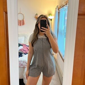 SHEIN Black and White Gingham Romper
